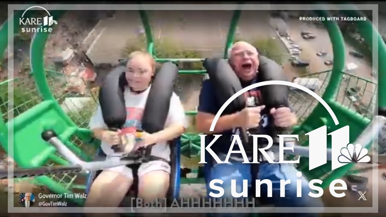 Gov. Tim Walz and his daughter try the Slingshot at the Minnesota S...